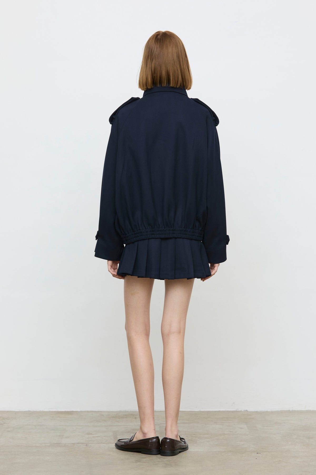 Veste courte bleu marine femme ELEH vue de dos