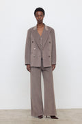 Blazer croisé taupe femme ELEH vue de face