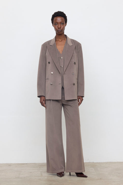 Blazer croisé taupe femme ELEH vue de face