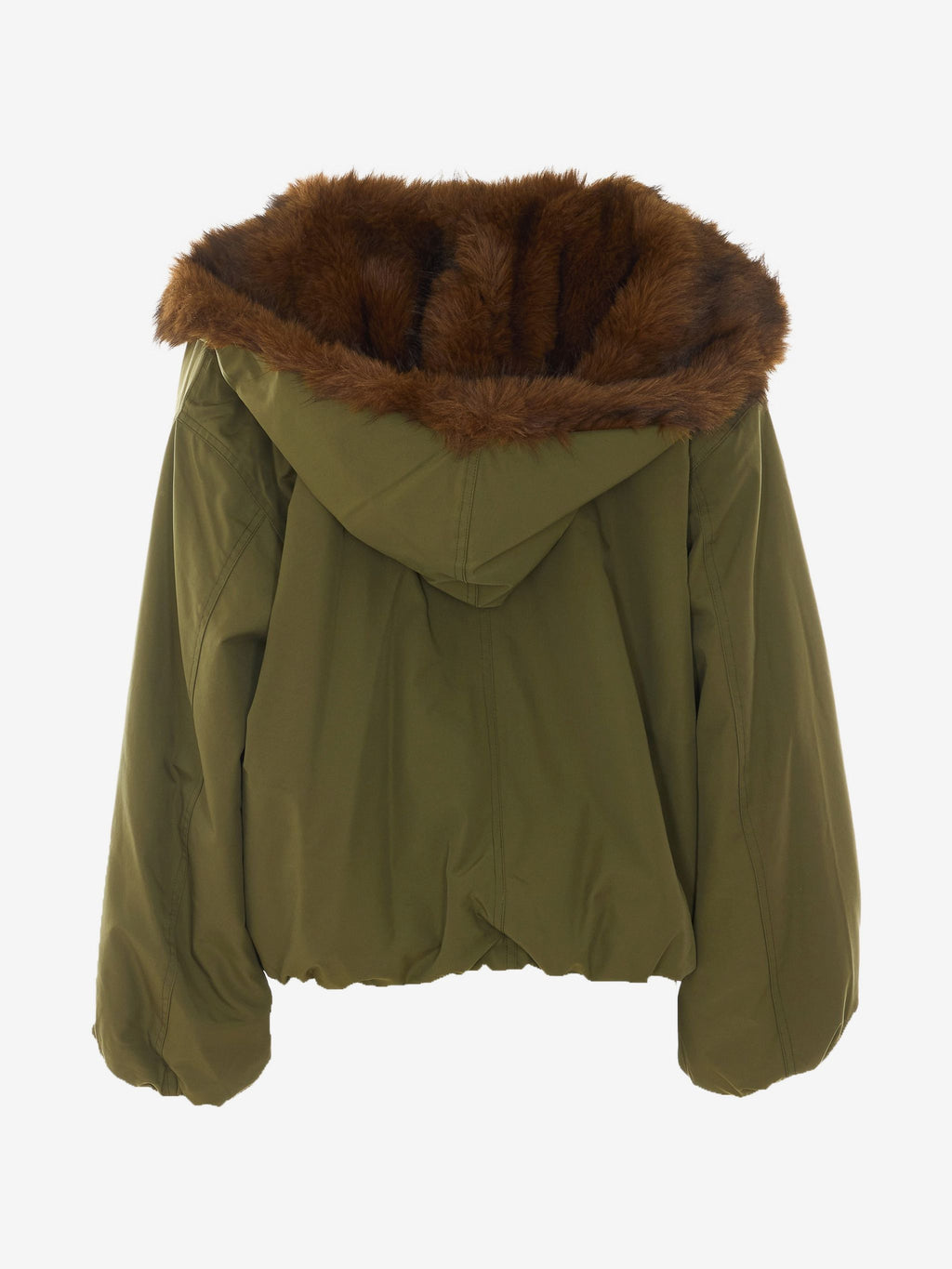 Veste courte kaki militaire doublée effet fourrure marron femme ELEH vue de dos