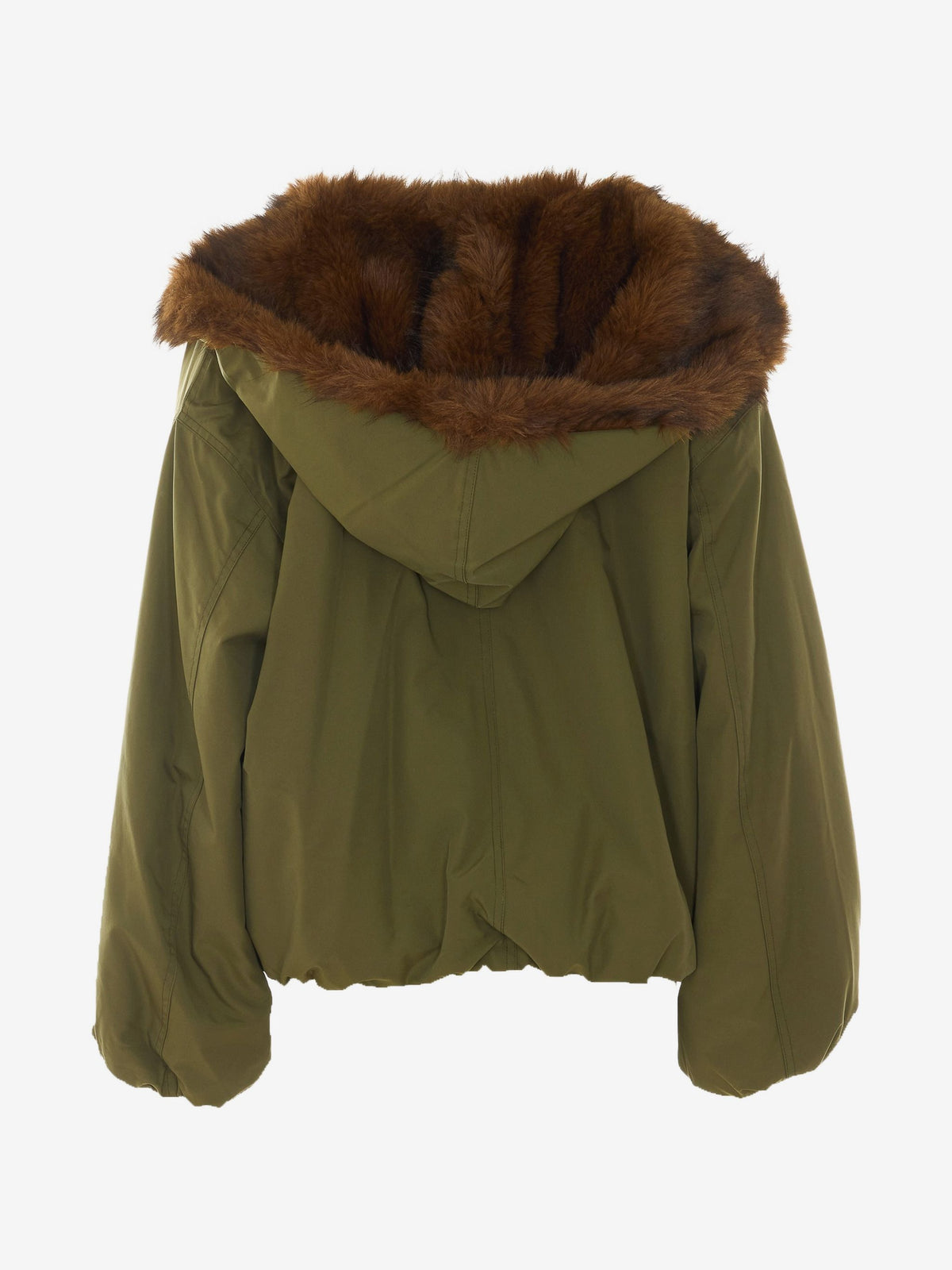 Veste courte kaki militaire doublée effet fourrure marron femme ELEH vue de dos