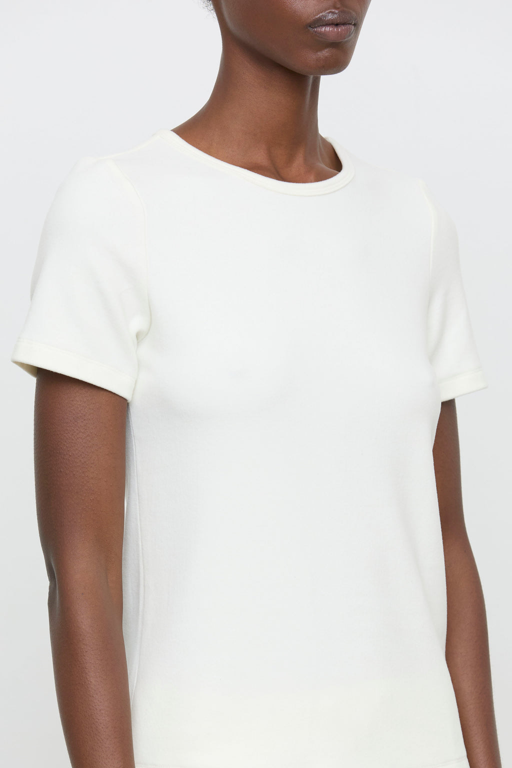 Détail top maille manches courtes crème femme ELEH
