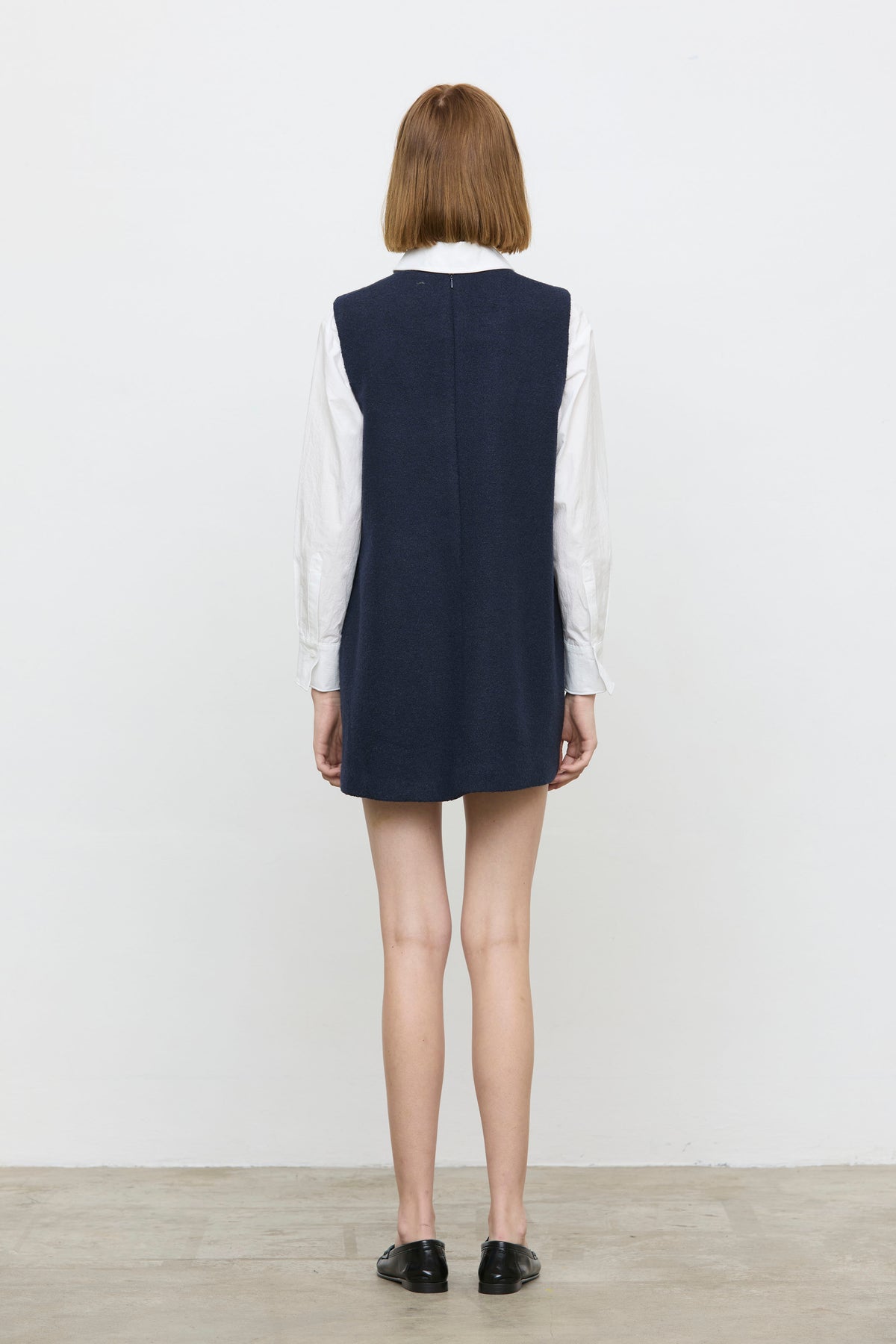 Robe longue sans manches bleu marine ELEH vue de dos
