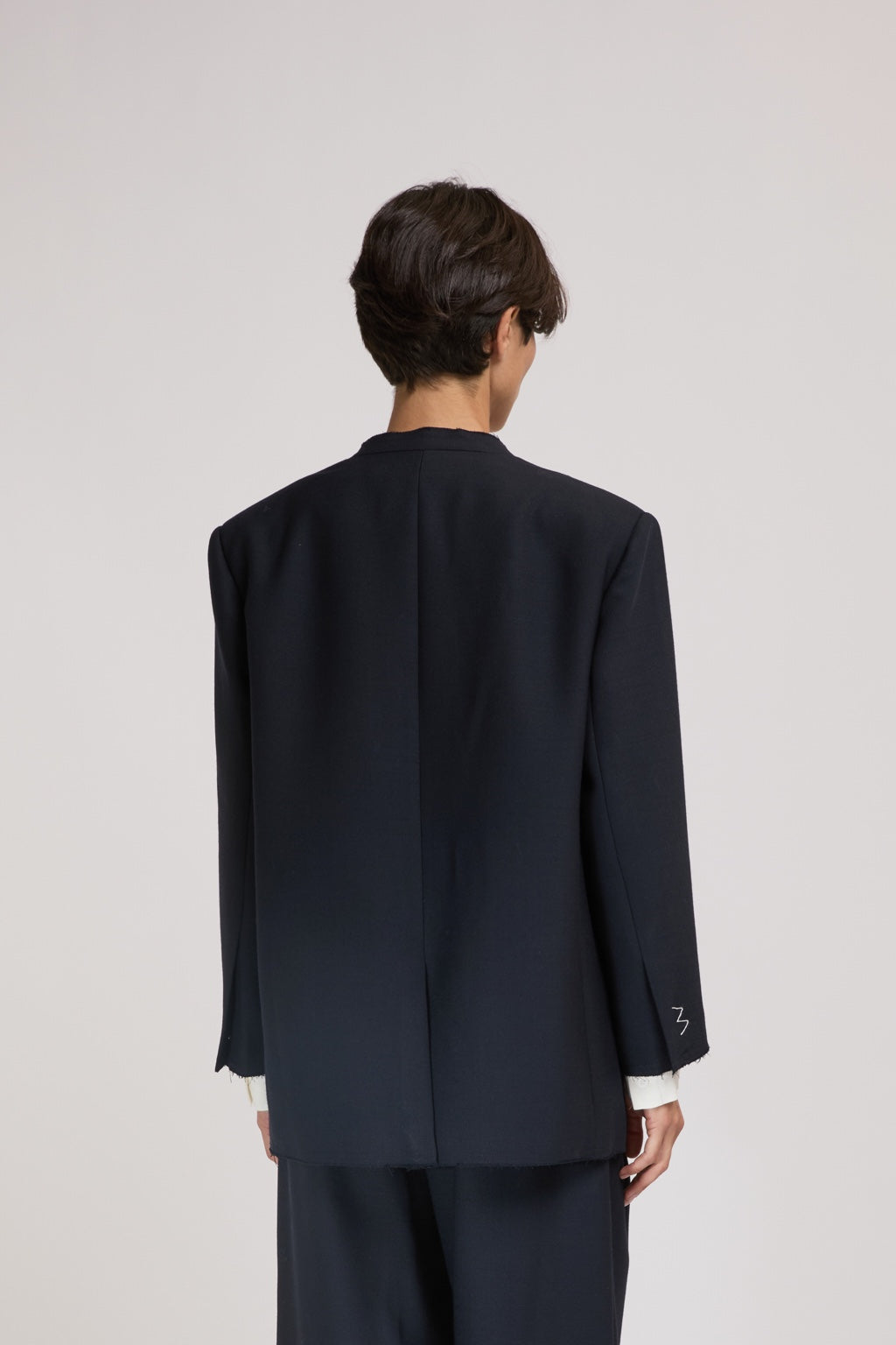 Blazer sans revers bleu marine femme ELEH vue de dos