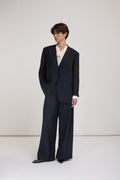 Blazer sans revers bleu marine femme ELEH vue de face