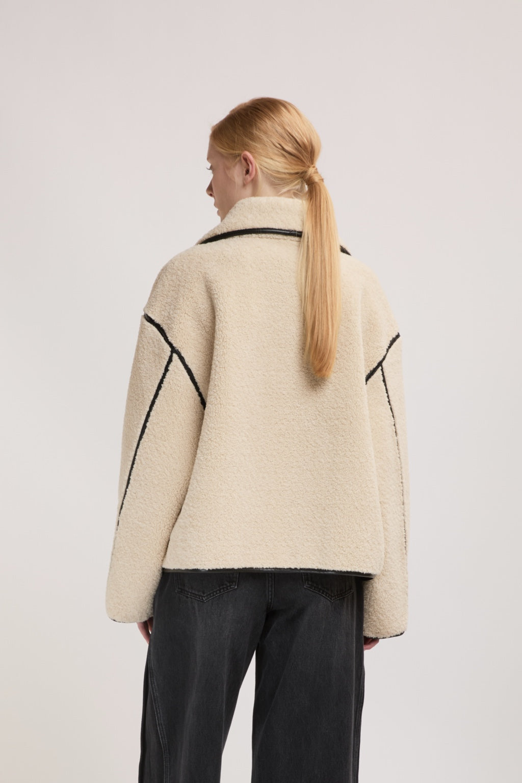 Veste crème effet shearling femme ELEH vue de dos