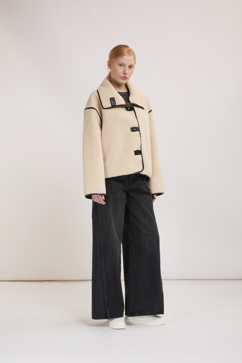 Veste crème effet shearling femme ELEH vue de face