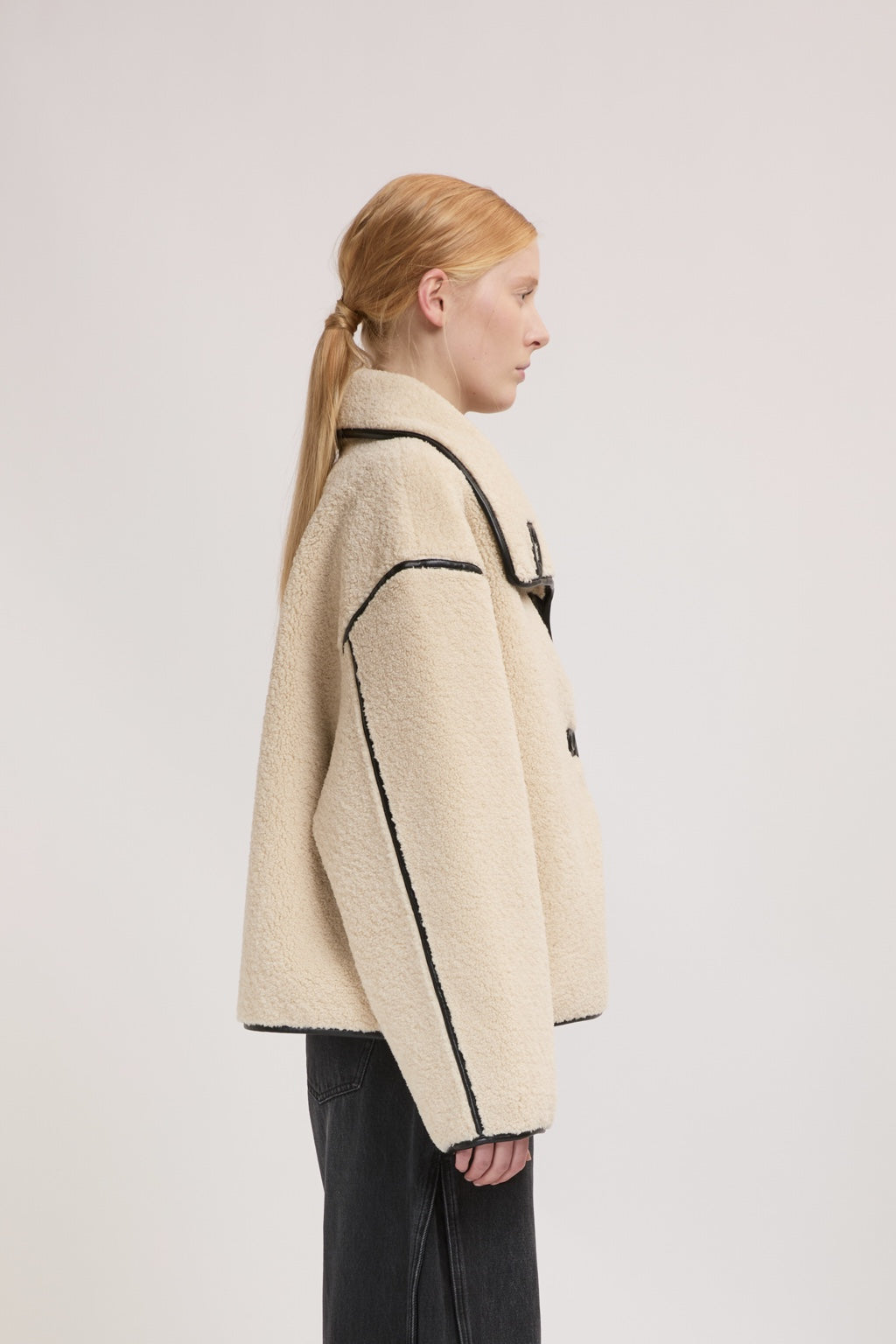 Veste crème effet shearling femme ELEH vue de profil