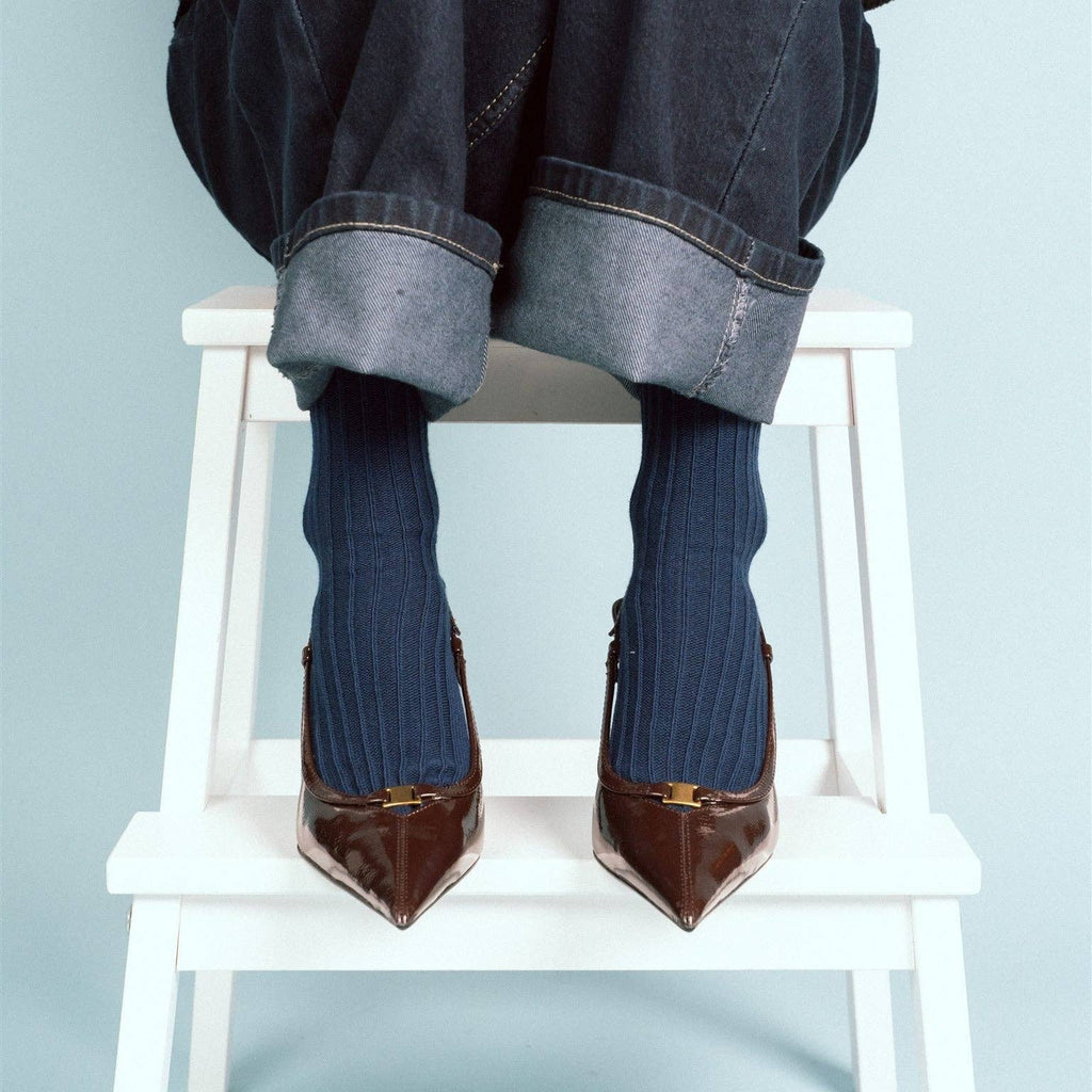 Chaussettes à rayures tricotées en coton biologique KLUE | Marine: 36-40 — vue 5 sur 7