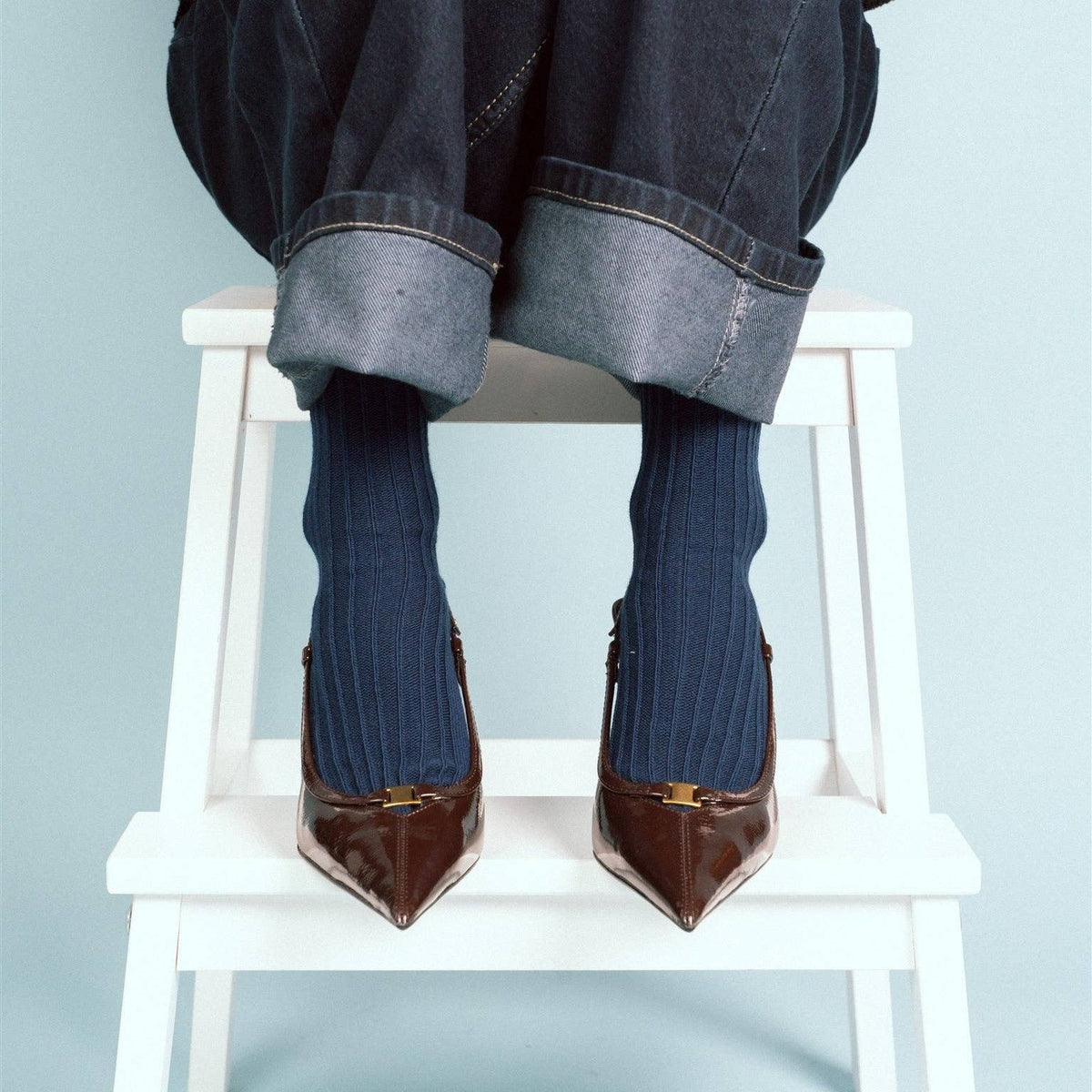 Chaussettes à rayures tricotées en coton biologique KLUE | Marine: 36-40 — vue 5 sur 7