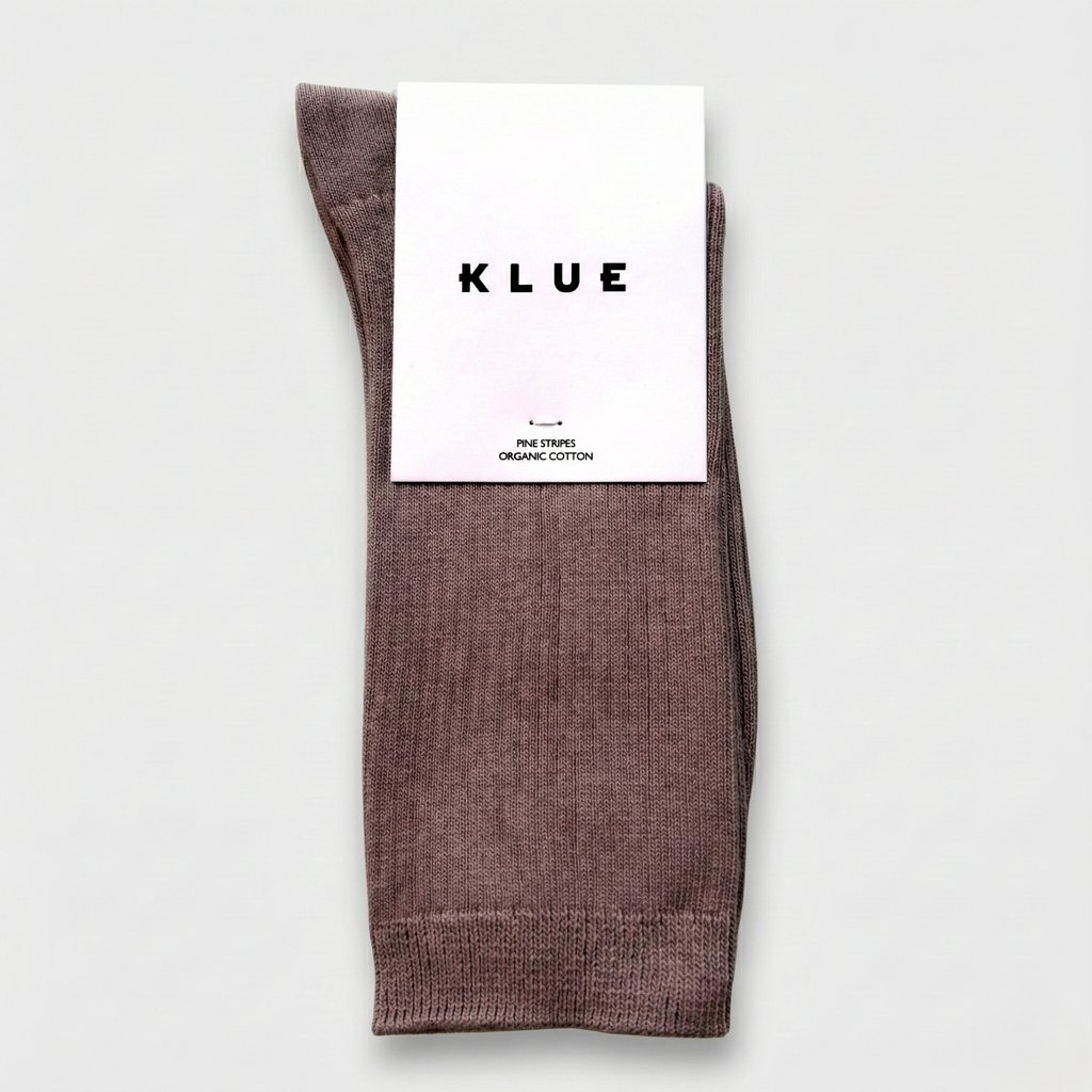 Chaussettes à fines rayures unies en coton biologique KLUE | Moka: 36-40 — vue 1 sur 6