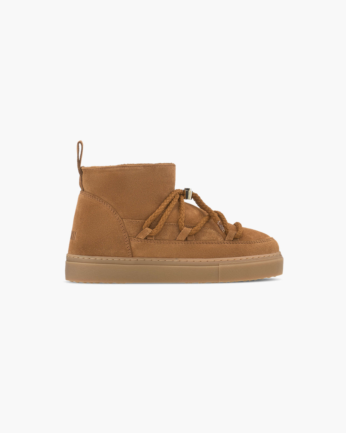 Bottines INUIKII Classic Low marron en daim à lacets corde — vue de profil
