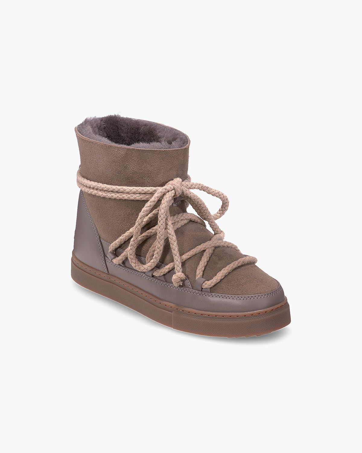 Bottines INUIKII Classic taupe à lacets corde — vue trois quarts