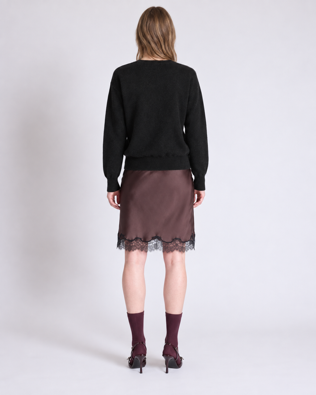 Cardigan réversible Lisette Absolut Cashmere Noir porté vue de dos