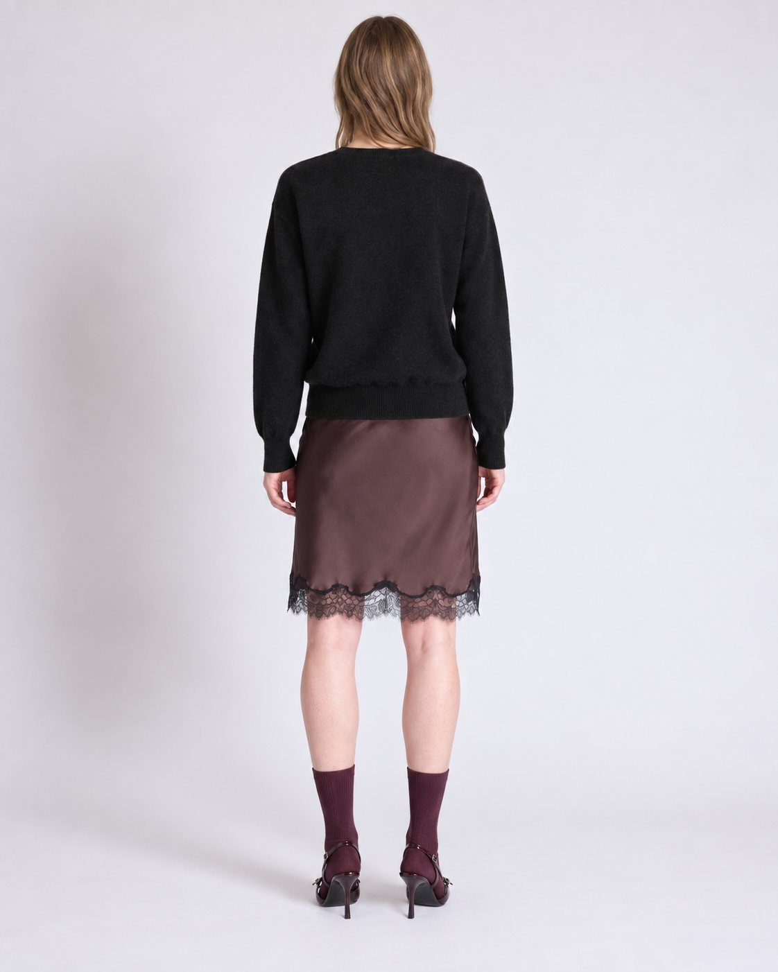 Cardigan réversible Lisette Absolut Cashmere Noir porté vue de dos