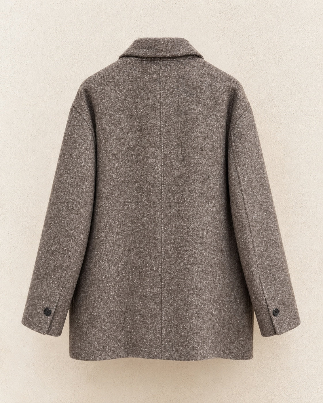 Blazer croisé brun taupe chiné en laine mélangée — vue de dos