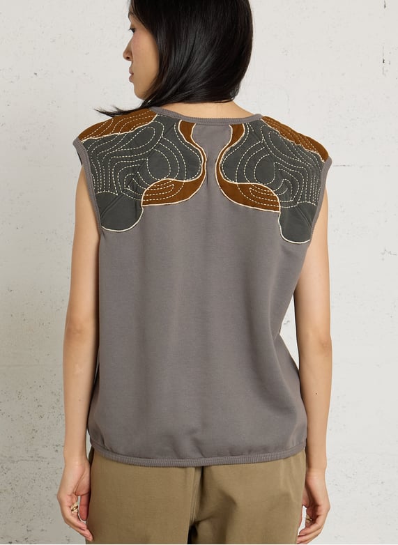 Sweat SIROP LAYER gris Leon & Harper porté vue de dos