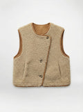 Veste sans manches VAS sherpa kaki Leon & Harper vue de face