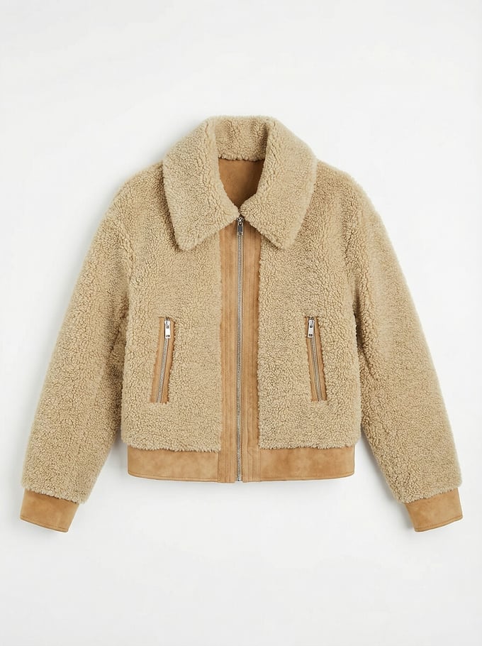 Veste VLORA sherpa cognac Leon & Harper vue de face