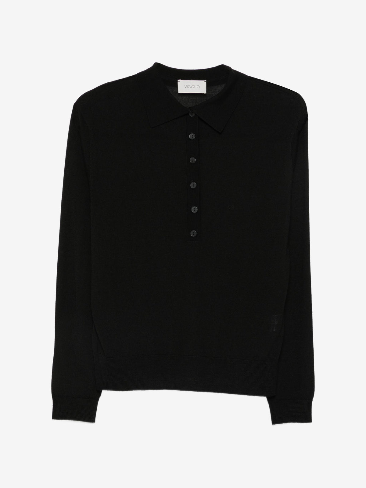 Polo noir en laine mérinos VICOLO 2AC2046 – vue de face