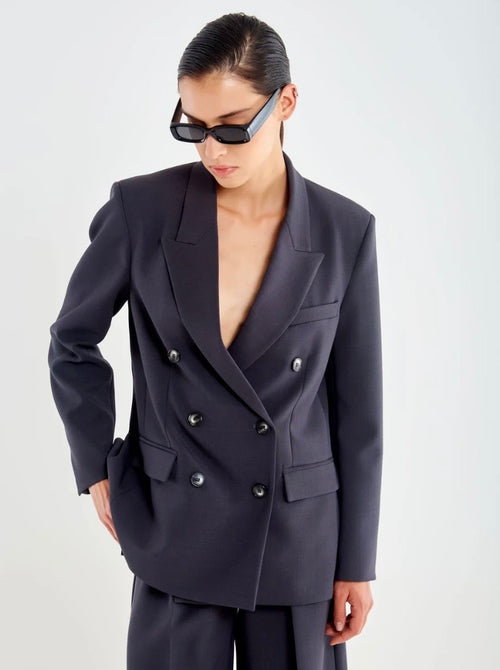 Blazer croisé gris asphalte VICOLO TAC0459 – vue trois-quarts