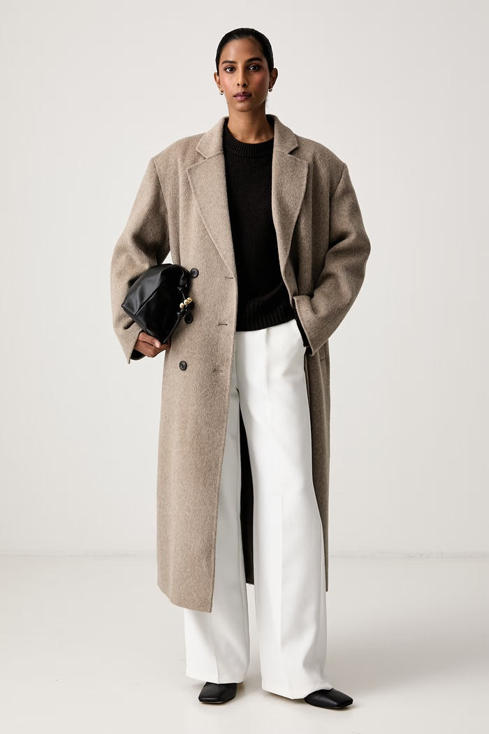 Manteau long croisé beige VICOLO TAC0091 – vue de face