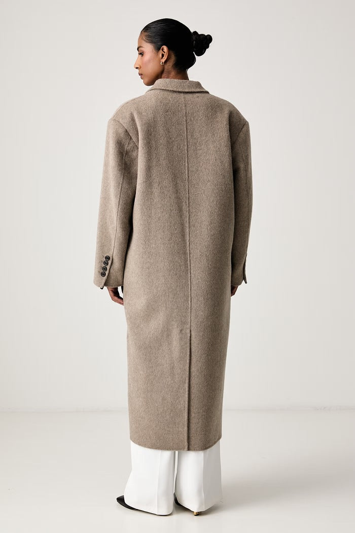 Manteau long croisé beige VICOLO TAC0091 – vue trois-quarts