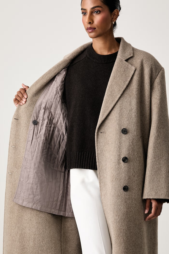 Manteau long croisé beige VICOLO TAC0091 – détail finition