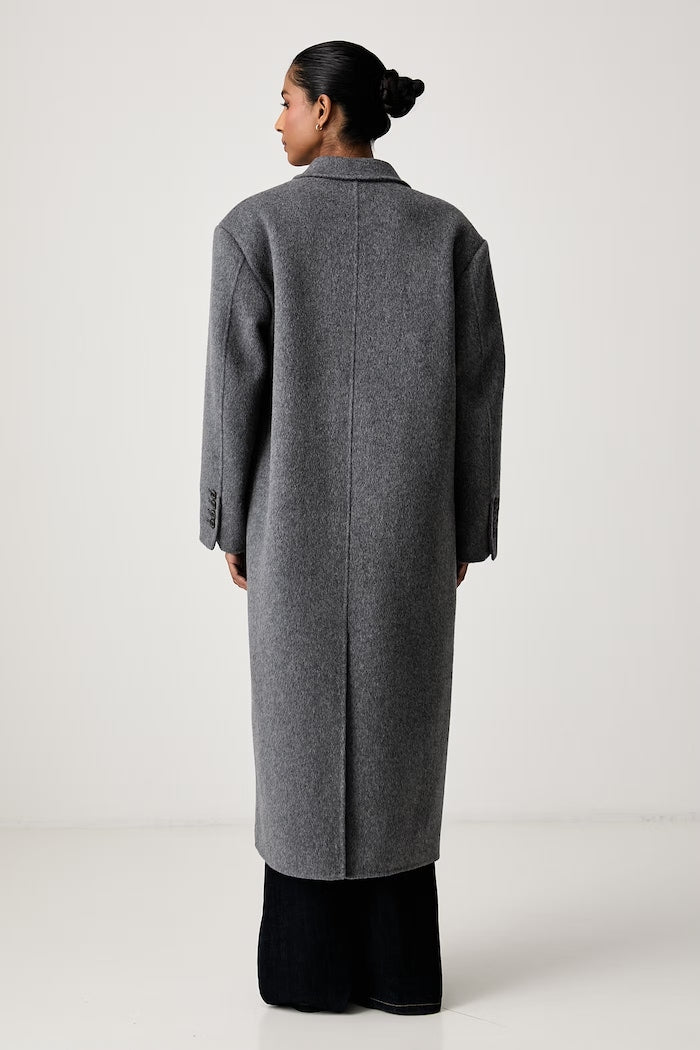 Manteau croisé gris VICOLO TAC0091 - détail coupe et matière