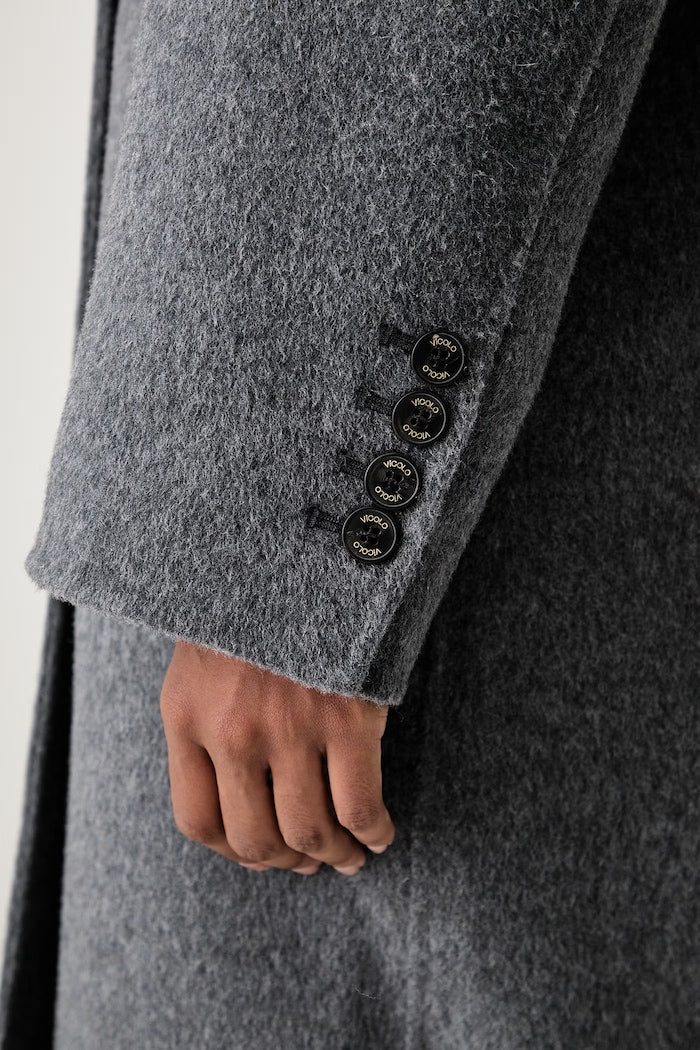 Manteau croisé gris VICOLO TAC0091 - détail revers et boutonnage
