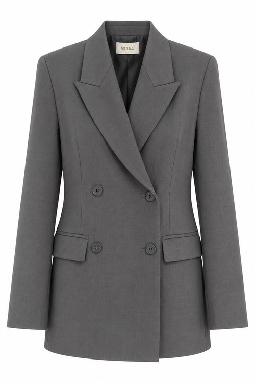 Blazer croisé cintré gris Fumo VICOLO TAC0136 – vue de face